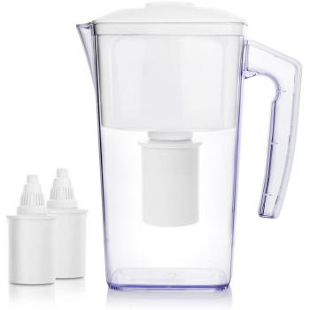 Jarra de filtros de agua alcalinos con 2 cartuchos de larga duración, 2,5 L, para agua fría, sin bisfenol A, color blanco, de OXA Smart