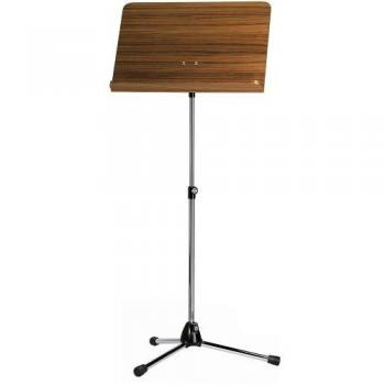 Atril de Orquesta K&M 118/1 con Placa de Madera de Nogal Ajustable y Altura Extensible (68-121 cm)