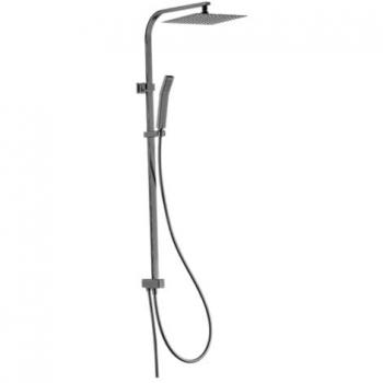 Columna de ducha Essekadra gris gun metal sin grifo monomando con ducha alta cuadrada 25 cm y altura ajustable