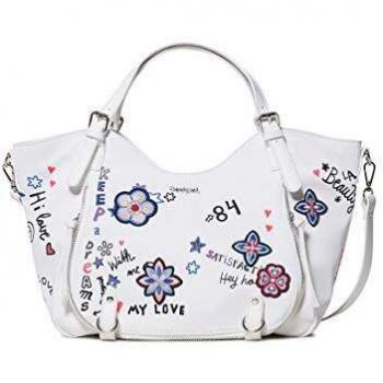 Desigual - Bag Shibuya Rotterdam Women, Shoppers y bolsos de hombro Mujer, Blanco, 15x30x31 cm