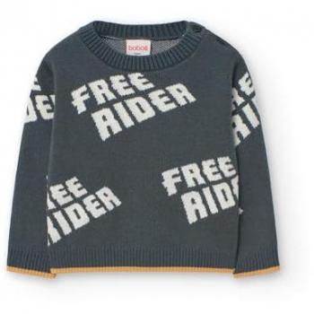 Boboli - Jersey de bebé niño estampado con cuello redondo, tejido de punto, diseño colorido, cuello redondo