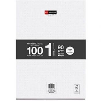 Miquelrius - Recambio Hojas Sueltas, 100 Hojas Sueltas de Puntos Dots, Tamaño A4, Papel 90 g, Sin Taladros
