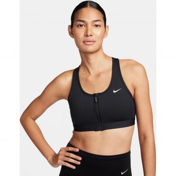 Nike Sujetador deportivo Swoosh de sujeción media con almohadilla para mujer - Negro