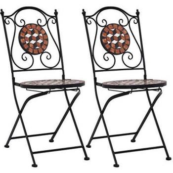 vidaXL Mosaic Bistro Chairs 2 pcs Brown Ceramic