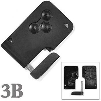 OcioDual Carcasa Llave Coche Tarjeta Plana 3 Botones Sin Electrónica Negra Compatible con Renault Clio 3 Megane 2 Grand Scenic