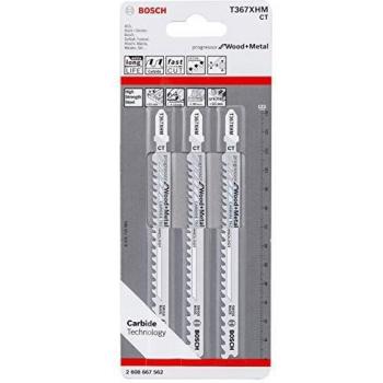 BOSCH 2608667562 - Hoja de sierra de calar T 367 XHM: Progressor Wood&Metal: 3 uds
