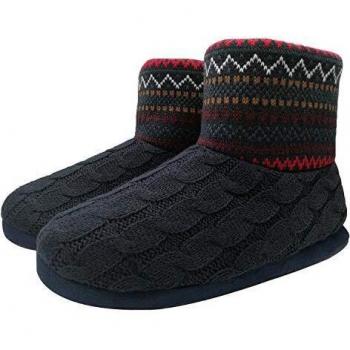 Tejer Lana Hombre Cálido Tirador Interior Botas/Botines De Espuma De Memoria Acogedora Suela De Goma Antideslizante