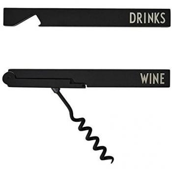 Design Letters 10204300BLACK - Juego de abrebotellas y vinos
