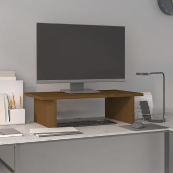 Soporte para Monitor Elevador de Madera Maciza de Pino en Color Blanco, Gris y Marrón Miel - Dimensiones 50x27x15 cm