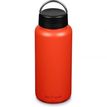 Klean Kanteen Botella Wide de 40oz (1118 ml) con tapa Loop, color rojo y negro