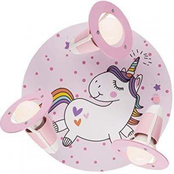 Luz de Techo Redonda Unicornio Babsy 3 Luces Rosa