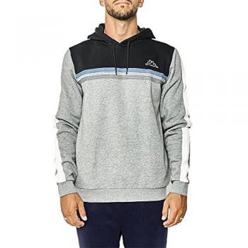 Sudadera con capucha Kappa Imagin para hombre, gris jaspeado oscuro y negro, talla L