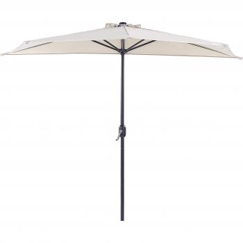 Sombrilla Semicircular de Jardín Beige 2.7m de Poliéster con Estructura de Acero para Patio y Balcón