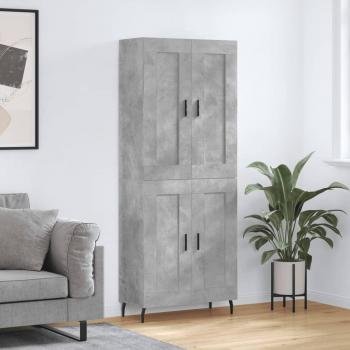 Aparador alto de madera contrachapada gris hormigón 69,5x34x180 cm