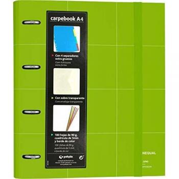 Grafoplás 88102920. Carpeta A4 Anillas, Recambio, Separadores, Sobre Transparente, Verde, Carpebook Unequal Grid