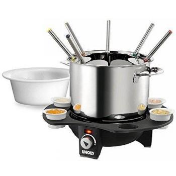 Unold Élégance-Fondue, 1000 W, 1 Liter, 44 Decibeles, Acero Inoxidable, Gris y Negro