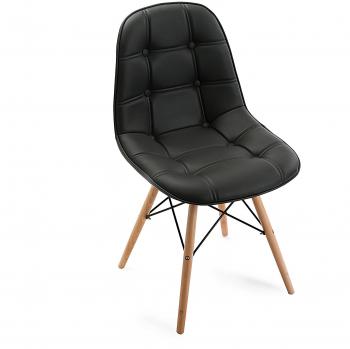 Versa 17921671 Silla acolchada Negro Burnie, 80,5x45,5x53,Madera, Comedor,Cocina