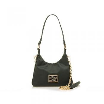 Bolso de hombro Diller Verde con cierre cremallera y asa metalizada para mujer