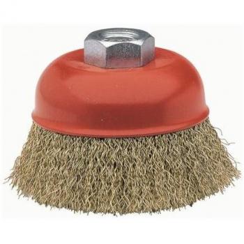 Cepillo de Copa para Amoladora de 75 mm con Alambre de Acero Latonado Bellota