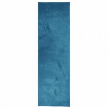 Alfombra de pelo corto OVIEDO turquesa 80x250 cm, suave, moderna, hecha de poliéster, adecuada para salón, dormitorio, oficina y pasillo, compatible con calefacción