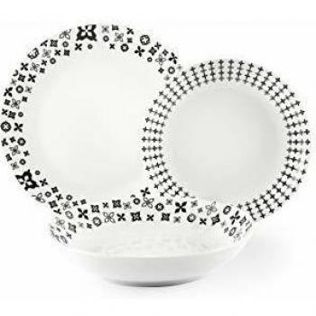 Excelsa Black Lily Vajilla de 18 Piezas, Porcelana