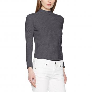 PIECES Pcamy Ls Turtleneck Top Noos, Camisa Manga Larga para Mujer, Gris