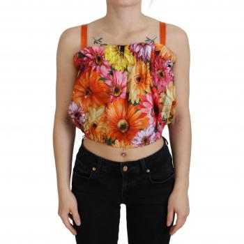 Dolce & Gabbana Multicolor Floral Cotton Cropped Tank Top - Size XS