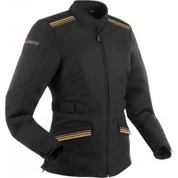 Bering Chaqueta de Moto para Mujer Shine Impermeable Textil Negro-Dorado