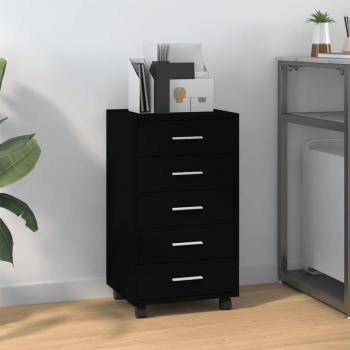 Gabinete con ruedas negro de madera contrachapada multicapa