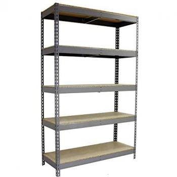 Estantería Simon Forte 1506-5 Chipboard 3000 Gris/Madera, 3000x1500x600 mm, capacidad de carga de 600 kg por punto de flexión, con 5 estantes de madera,