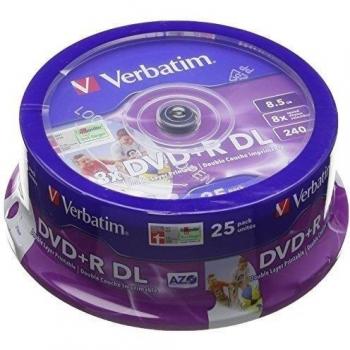 Verbatim 43667 - DVD+R doble capa inkjet printable 8x, pack de 25
