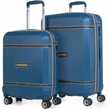 VICTORIO & LUCCHINO - Juego Set 2 Maletas Trolley 54/66 cm ABS con Embellecedor. Rígidas, Ligeras y Resistentes. Mango Telescópico, Asas y 4 Ruedas. Candado TSA. Pequeña Low Cost 56000, Color Azul