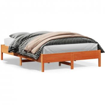 Cama sin Colchón de Madera de Pino en Cera Marrón 150x200 cm