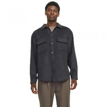 Jack & Jones Regular Fit Long Sleeve Overshirt with Chest Pockets - Black - Size S