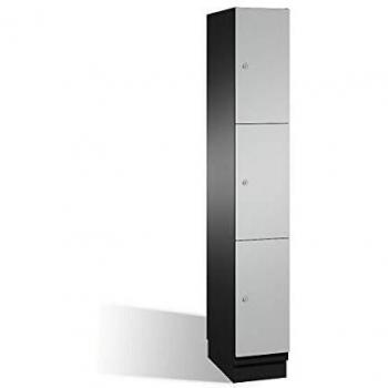 Armario de Compartimentos Bajo Llave C+P Cambio, 3 Compartimentos, Puertas de Acero, Color Negro y Blanco