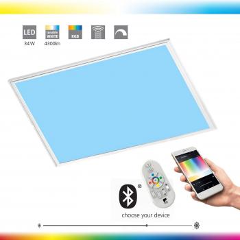 Panel LED Cuadrado Eglo Connect Salobrena-C, 59,5x59,5 cm, Dimable, Smart Home, Blanco y Colores Ajustables