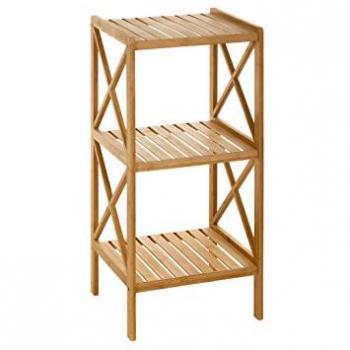 Estantería Nórdica de Bambú Marrón con 3 Baldas para Baño y Cocina - 33x36x85 cm