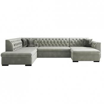 Sofá rinconero Comfivo 269 con función de descanso y caja de ropa de cama, dimensiones 345 x 205 x 82 cm, tapizado en Magic Velvet