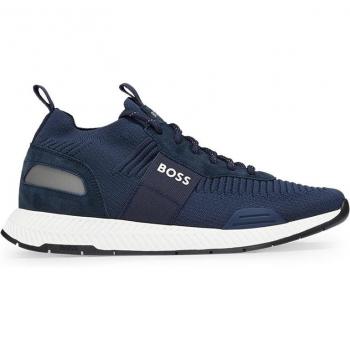 Zapatillas BOSS Titanium Runn para Hombre, Azul Marino, Talla 40, Casual, Sostenible, Poliéster Reciclado