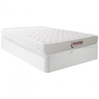 Conjunto de cama 140 x 190 cm con canapé abatible blanco + colchón de espuma viscoelástica de 15 cm - PELOPS de DREAMEA