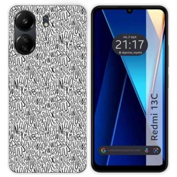 Funda de Silicona para Xiaomi Redmi 13C con Diseño de Letras y Dibujos