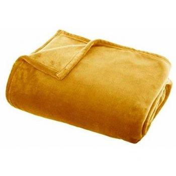 Plaid de franela amarillo ocre - 125x150 cm