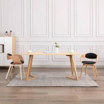 Sillas de comedor 2 piezas de madera curvada y cuero sintético negro