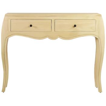 Consola Kindo de Madera Maciza Natural con 2 Cajones - 105 cm