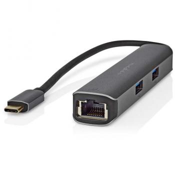 Adaptador Multi-Puerto USB 3.2 Gen 1 - USB-C, HDMI, RJ45, 3x USB-A, 5 Gbps, color gris
