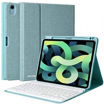 AMZCASE Funda con Teclado para iPad 10,9 2020, Teclado Bluetooth Inalámbrico Desmontable para iPad 10,9 Pulgadas, Funda con Soporte para Bolígrafo