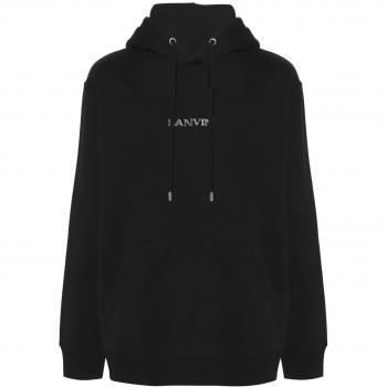 Men's Black Lanvin Logo Hoodie - Size M, Loose Fit