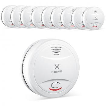 X-Sense SD12 Detector de Humo Alarma de Humo con Batería de 10 Años de Duración Normas EN14604 - 10 Unidades