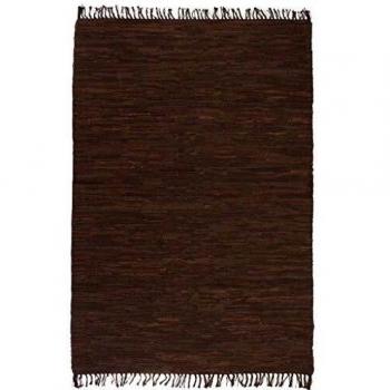 vidaXL Alfombra Tejida a Mano Chindi Cuero 120x170cm Marrón Decoración Hogar