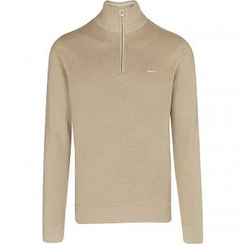 Jersey de Piqué Beige Gant para Hombre con Media Cremallera - Talla XXL, Casual, Manga Larga